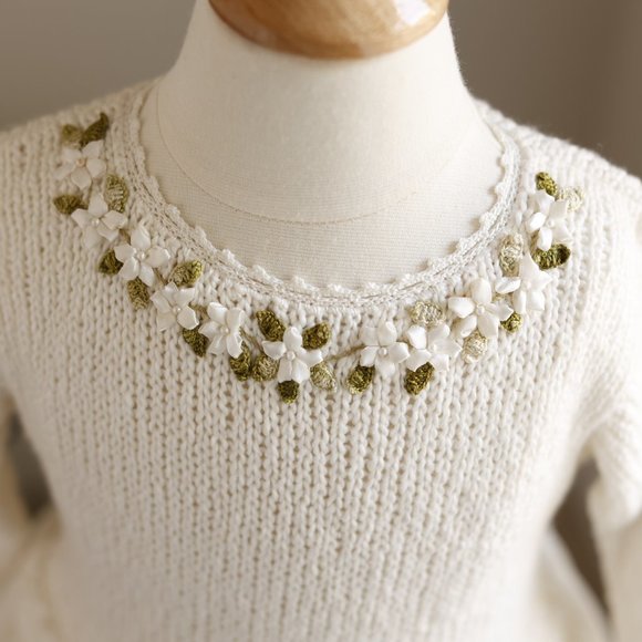 Ivory Tulle and 100% Cotton Sweater Dress Size 2 Boutique Couture NWOT - Picture 4 of 7